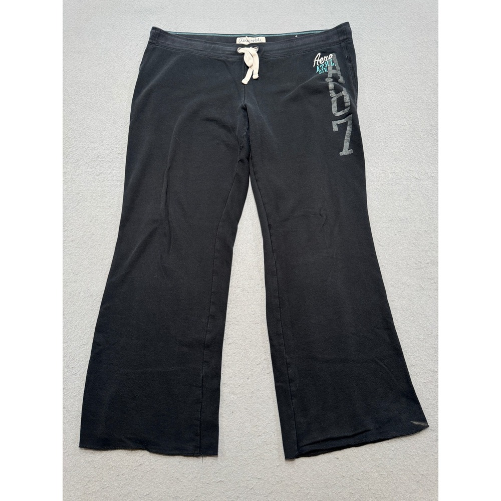 Aeropostale Sweatpants Women's XL Black Wide Leg Baggy Fit Athletic Loungewear